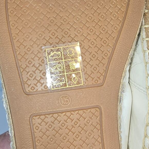 Tory Burch Black White Colorblock Espadrilles Flat Leather Upper Size 10.5 SEE - Picture 7 of 12